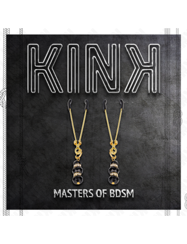 KINK - PINZAS PARA PEZONES DORADA FINA CON TRIPLE BOLA DE VIDRIO NEGRO 7 CM