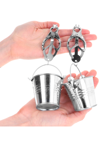 KINK - PINZAS PARA PEZONES ESTILO JAPONÉS CON CUBOS PLATEADO