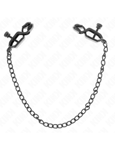 KINK - PINZAS PARA PEZONES PLANAS NEGRO CON CADENA NEGRO 30 CM