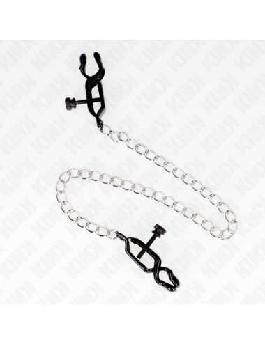 KINK - PINZAS PARA PEZONES PLANAS NEGRO CON CADENA PLATEADO 30 CM