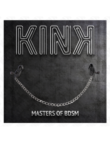 KINK - PINZAS PARA PEZONES PLANAS NEGRO CON CADENA PLATEADO 30 CM