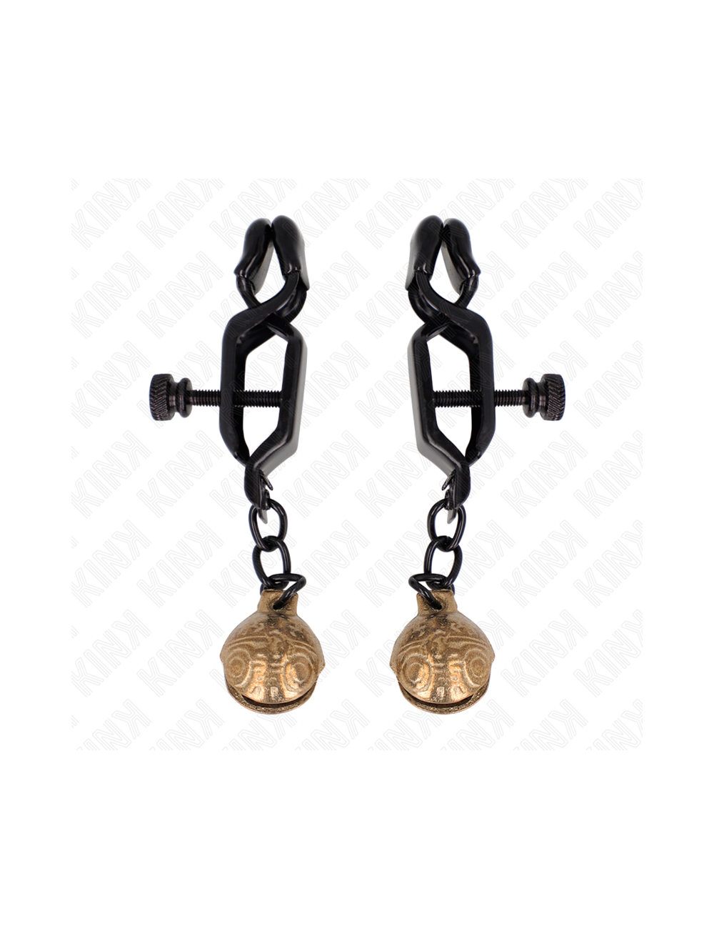 KINK - PINZAS PARA PEZONES PLANAS NEGRO CON CASCABEL 7 CM