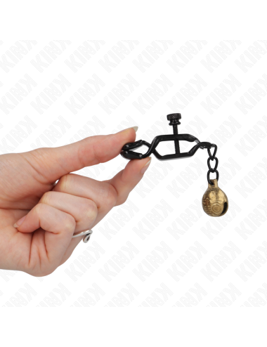 KINK - PINZAS PARA PEZONES PLANAS NEGRO CON CASCABEL 7 CM