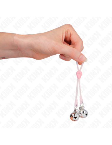 KINK - PINZAS PARA PEZONES LUMINOSAS FORMA CALABERA CON CASCABEL SONORO AJUSTABLE ROSA / PLATEADO