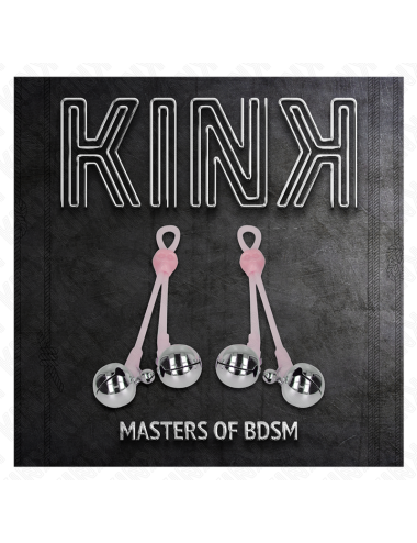 KINK - PINZAS PARA PEZONES LUMINOSAS FORMA CALABERA CON CASCABEL SONORO AJUSTABLE ROSA / PLATEADO