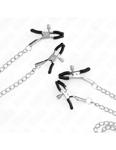 KINK - PINZAS PARA PEZONES Y CLÍTORIS 4 ENGANCHES AJUSTABLE PLATEADO