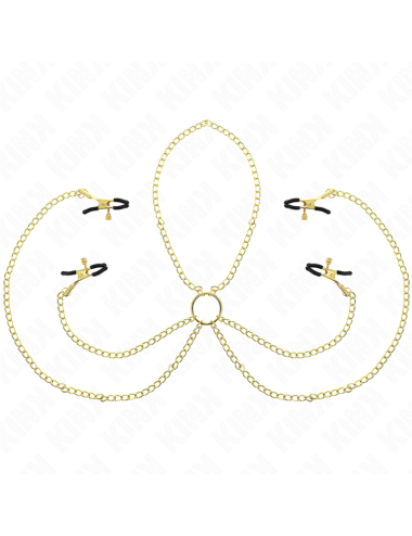 KINK - PINZAS PARA PEZONES Y CLÍTORIS 4 ENGANCHES AJUSTABLE DORADO