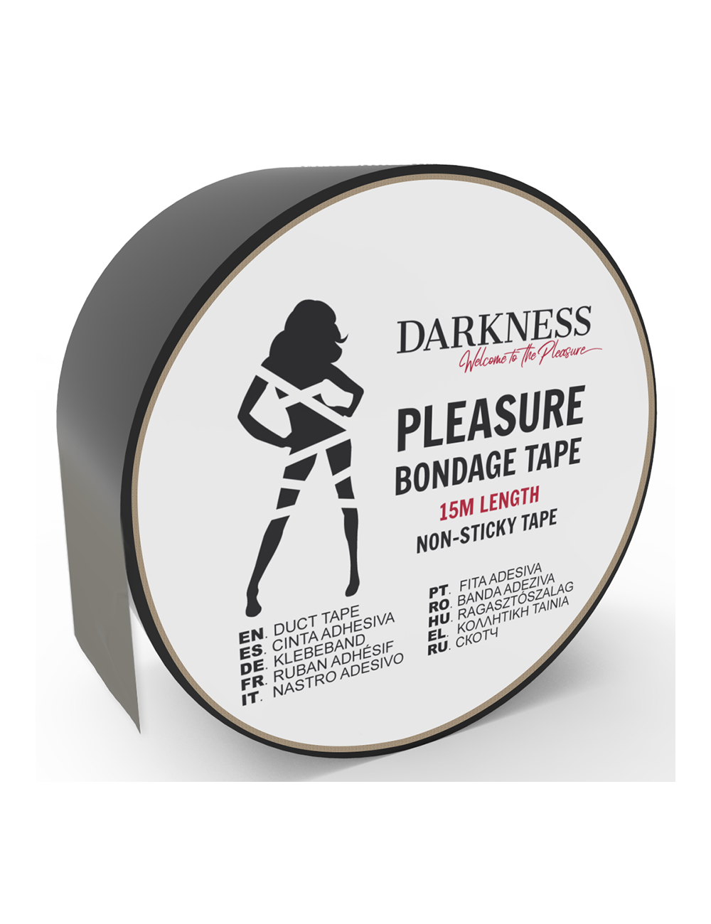 DARKNESS - CINTA PARA BONDAGE NEGRO NO PEGAJOSA 15M