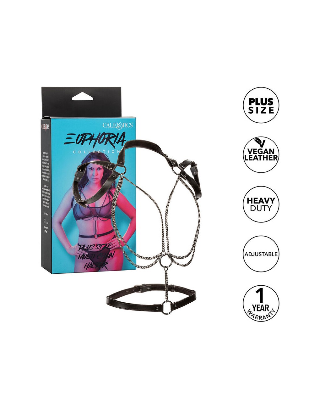 CALEXOTICS - EUPHORIA ARNÉS ESTILO CABESTRO CON MÚLTIPLES CADENAS PREMIUM TALLA PLUS