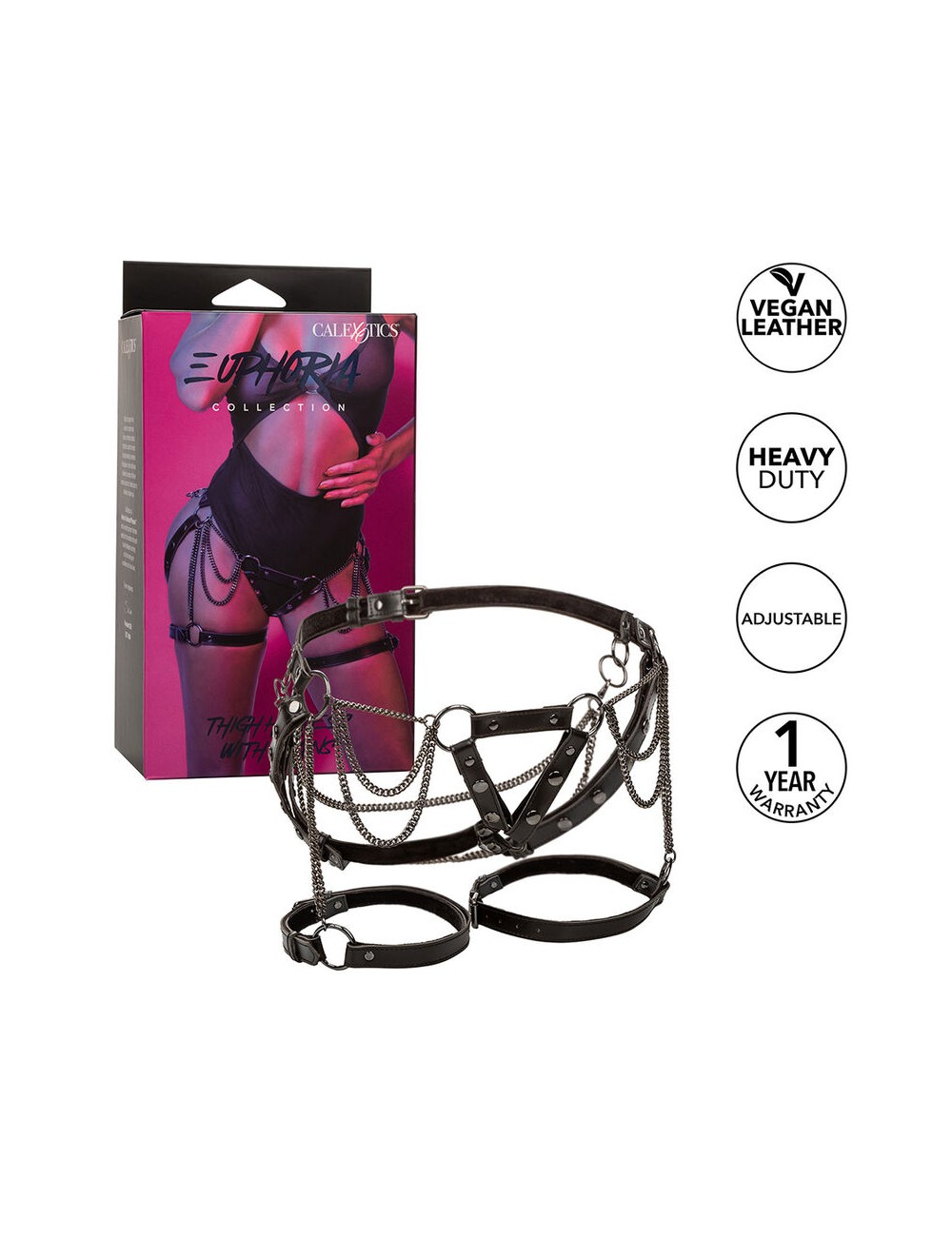 CALEXOTICS - EUPHORIA ARNÉS DE MUSLO CON CADENAS PREMIUM