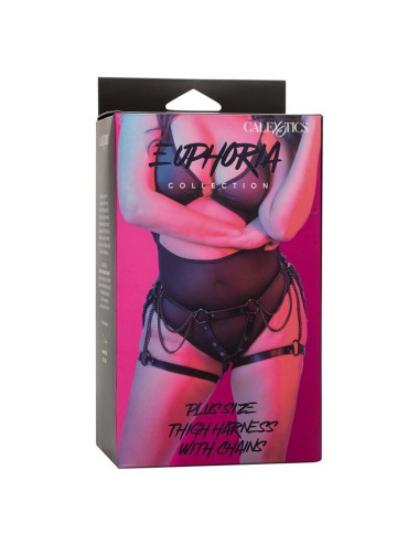 CALEXOTICS - EUPHORIA ARNÉS DE MUSLO CON CADENAS PREMIUM TALLA PLUS