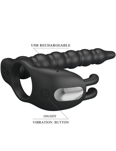 PRETTY LOVE - BLACKNEY ANILLO PENE CON PLUG VIBRADOR NEGRO