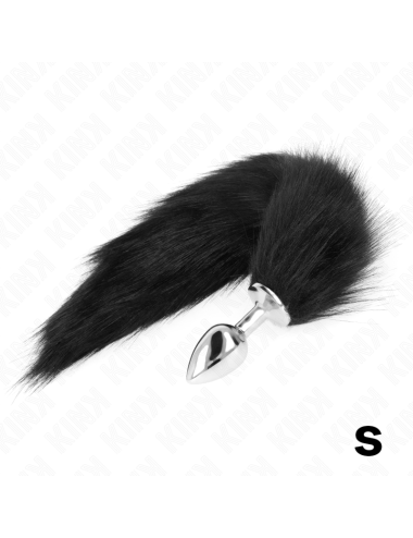 KINK - PLUG ANAL TALLA S 7 X 3 CM CON COLA SINTÉTICA 40 CM NEGRO