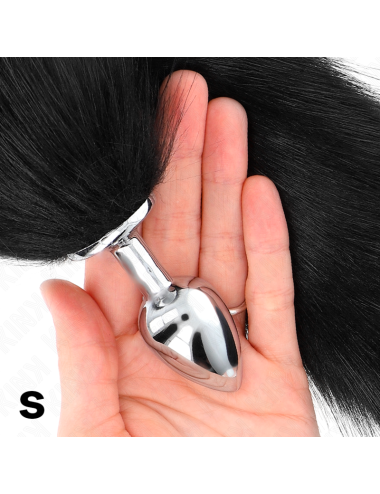 KINK - PLUG ANAL TALLA S 7 X 3 CM CON COLA SINTÉTICA 40 CM NEGRO
