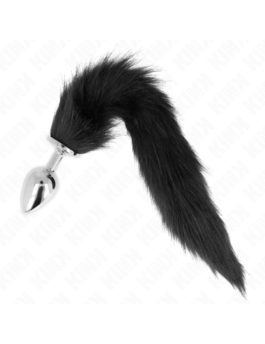 KINK - PLUG ANAL TALLA L 10 X 4 CM CON COLA SINTÉTICA 40 CM NEGRO