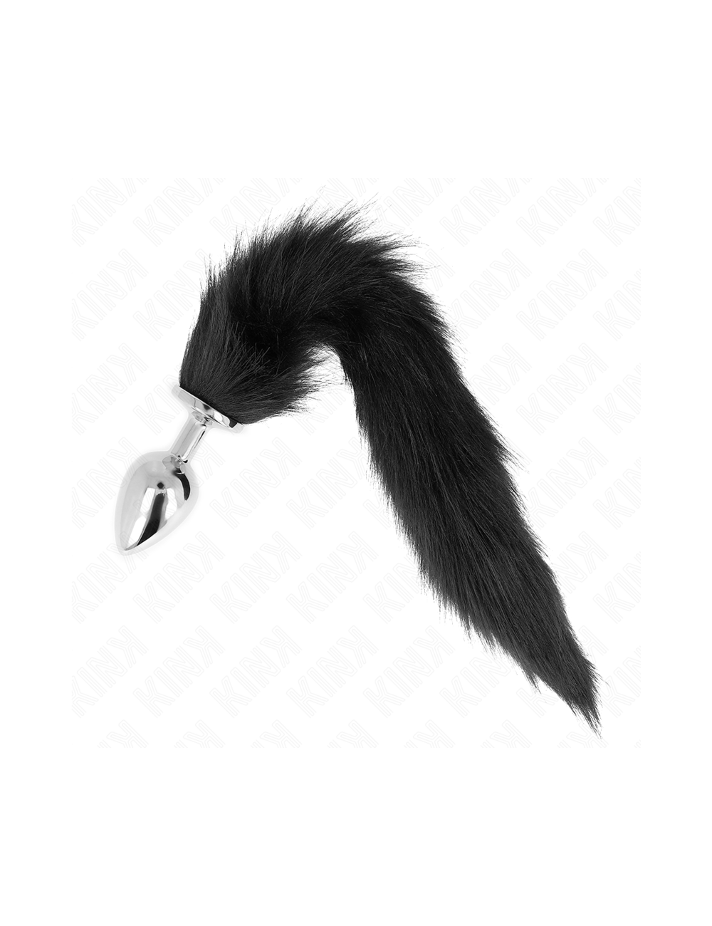 KINK - PLUG ANAL TALLA L 10 X 4 CM CON COLA SINTÉTICA 40 CM NEGRO