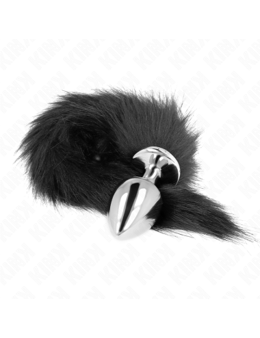 KINK - PLUG ANAL TALLA L 10 X 4 CM CON COLA SINTÉTICA 40 CM NEGRO