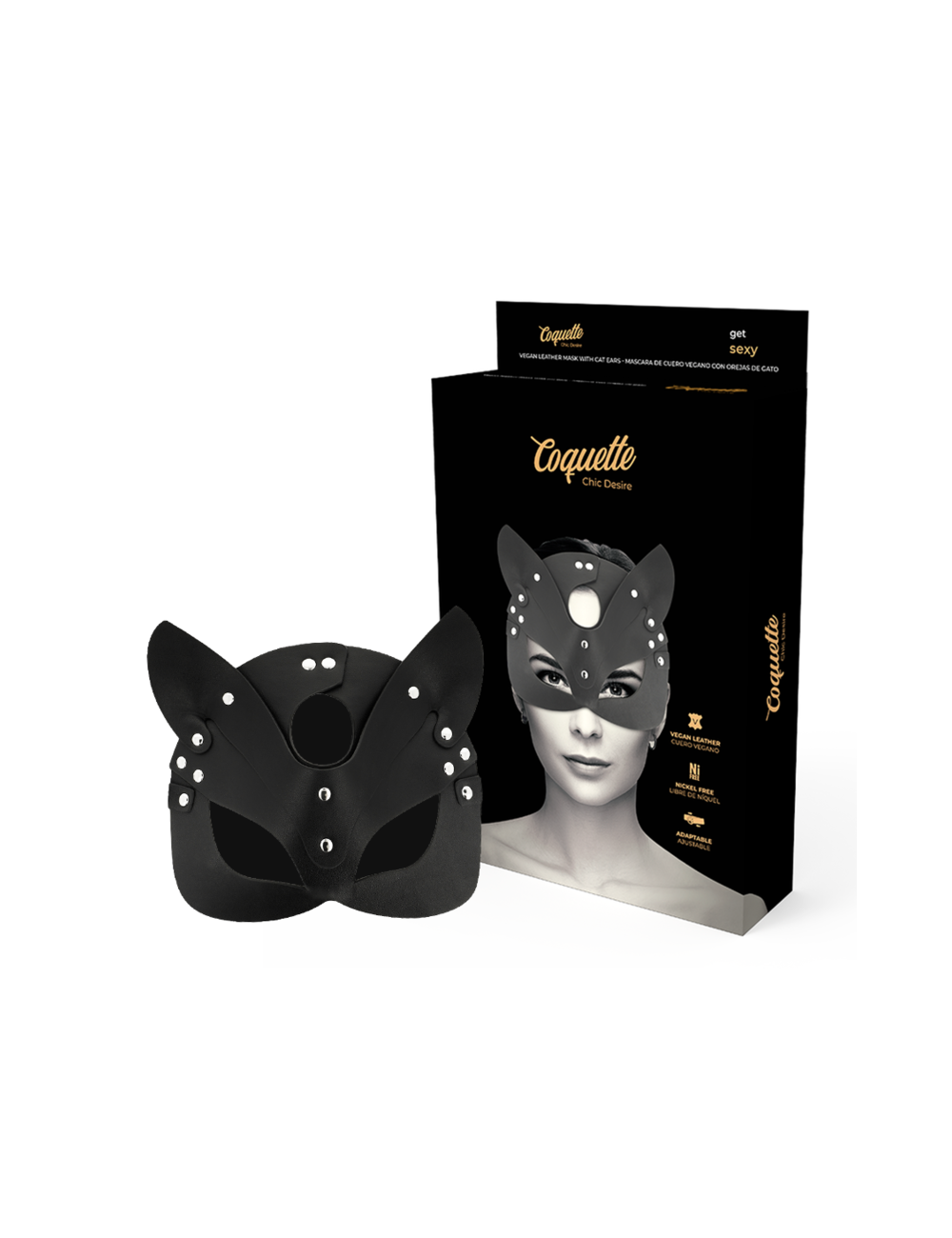 COQUETTE CHIC DESIRE - MASCARA CUERO VEGANO CON OREJAS DE GATO COQUETTE CHIC DESIRE - MASCARA CUERO VEGANO CON OREJAS DE GATO