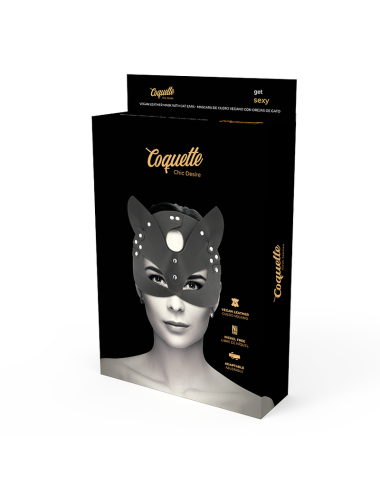 COQUETTE CHIC DESIRE - MASCARA CUERO VEGANO CON OREJAS DE GATO