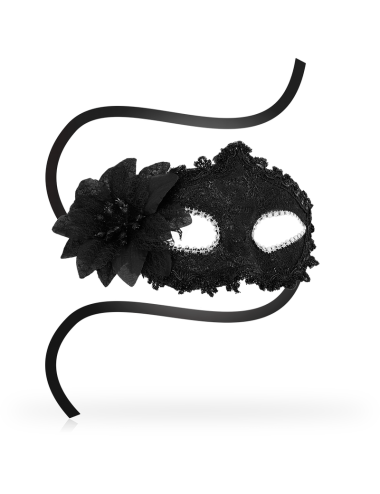 OHMAMA - MASKS ANTIZAZ ESTILO VENECIANO FLOR LATERAL -  NEGRA