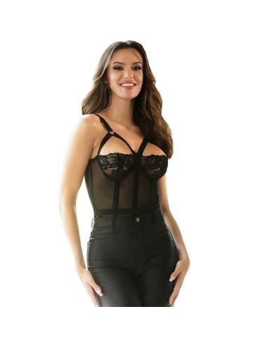 SUBBLIME - TEDDY CON LIGUERO DETALLE TIRAS PECHO NEGRO S/M