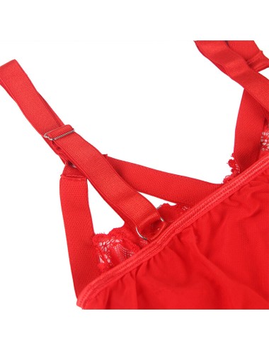 SUBBLIME - TEDDY CON LIGUERO DETALLE TIRAS PECHO ROJO L/XL
