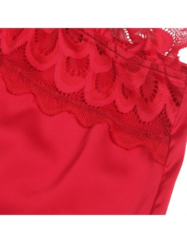 SUBBLIME - BABYDOLL SATINADO CON ENCAJE ROJO S/M