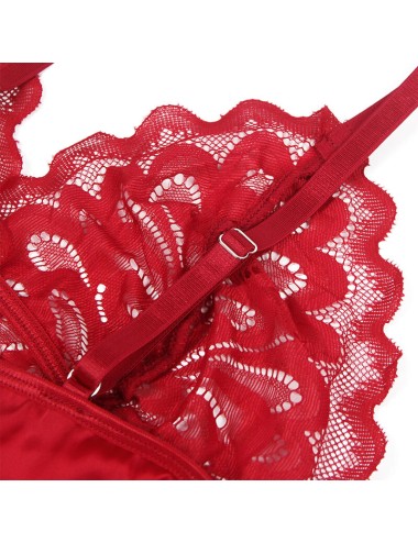 SUBBLIME - BABYDOLL SATINADO CON ENCAJE ROJO S/M