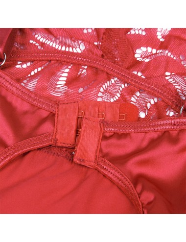SUBBLIME - BABYDOLL SATINADO CON ENCAJE ROJO S/M