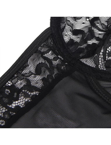 SUBBLIME - TEDDY CON LIGA DETALLE ENCAJES Y TIRAS NEGRO S/M