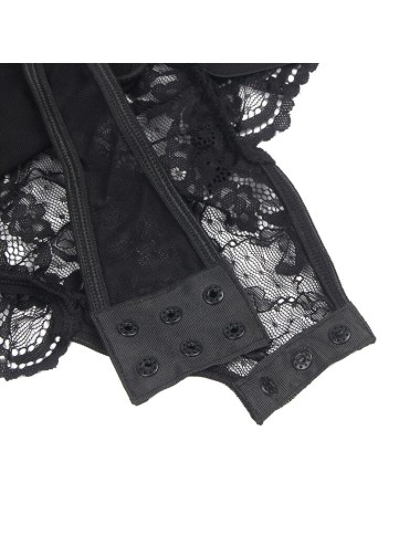 SUBBLIME - TEDDY CON LIGA DETALLE ENCAJES Y TIRAS NEGRO L/XL