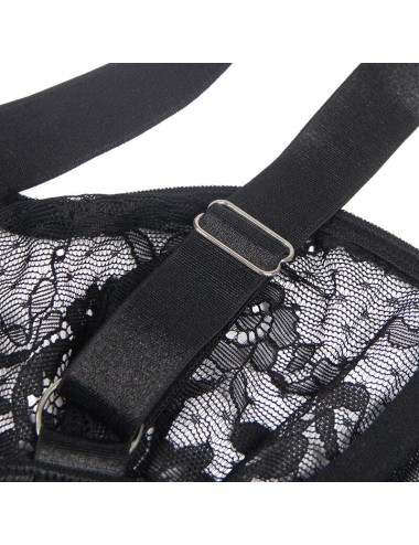 SUBBLIME - TEDDY CON LIGA DETALLE ENCAJES Y TIRAS NEGRO L/XL