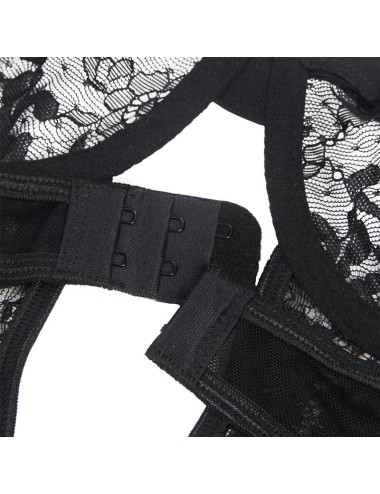 SUBBLIME - TEDDY CON LIGA DETALLE ENCAJES Y TIRAS NEGRO L/XL
