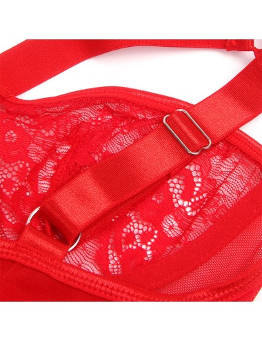 SUBBLIME - TEDDY CON LIGA DETALLE ENCAJE Y TIRAS ROJO S/M