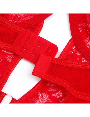 SUBBLIME - TEDDY CON LIGA DETALLE ENCAJE Y TIRAS ROJO S/M