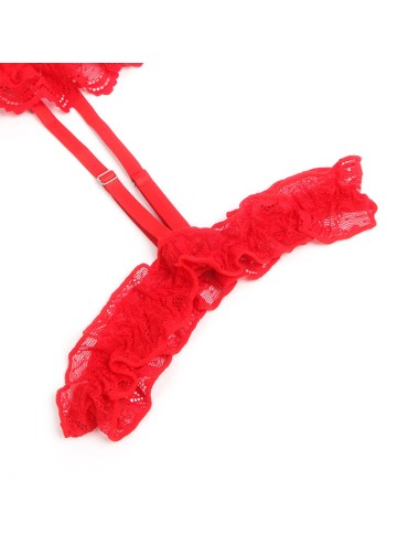 SUBBLIME - TEDDY CON LIGA DETALLE ENCAJE Y TIRAS ROJO S/M