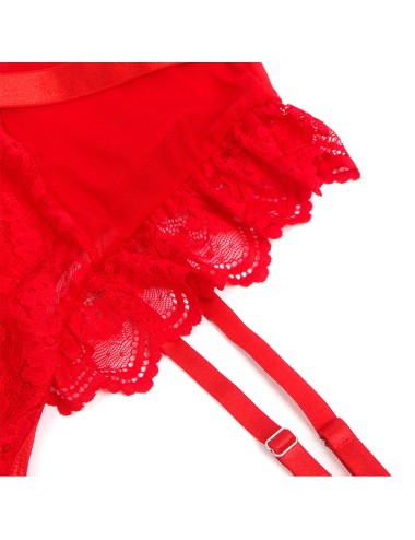 SUBBLIME - TEDDY CON LIGA DETALLE ENCAJE Y TIRAS ROJO S/M