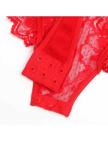 SUBBLIME - TEDDY CON LIGA DETALLE ENCAJE Y TIRAS ROJO S/M