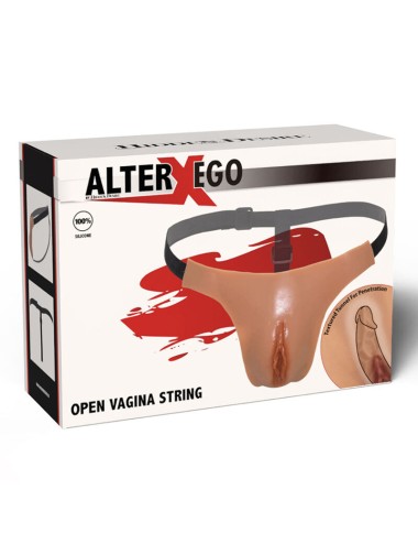 HIDDEN DESIRE - ALTER EGO TANGA VAGINA ABIERTA AJUSTABLE NATURAL