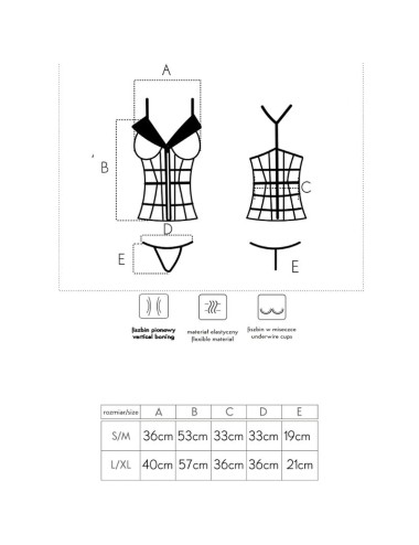 LIVCO CORSETTI FASHION - LAURA LC 20215 CORSET + TANGA L/XL