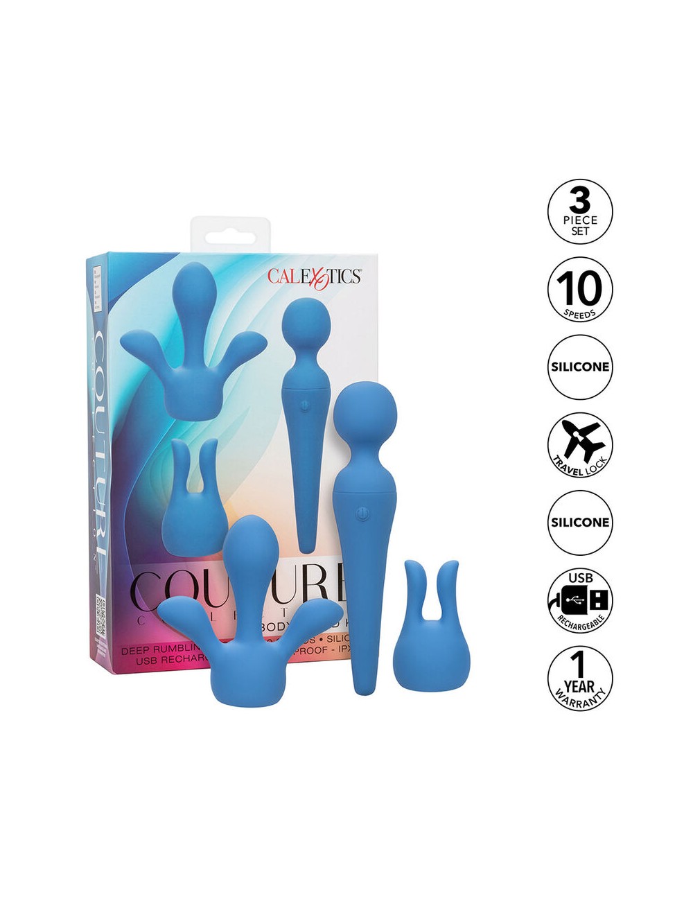 CALEXOTICS - COUTURE KIT VIBRADOR WAND 10 VIBRACIONES AZUL CALEXOTICS - COUTURE KIT VIBRADOR WAND 10 VIBRACIONES AZUL