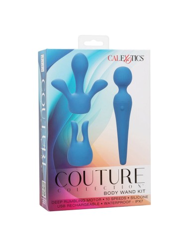 CALEXOTICS - COUTURE KIT VIBRADOR WAND 10 VIBRACIONES AZUL