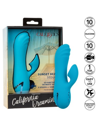 CALEXOTICS - SUNSET BEACH SEDUCER VIBRADOR Y ESTIMULADOR 10 FUNCIONES AZUL