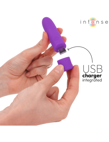 INTENSE - SYMONE BALA VIBRADORA RECARGABLE POR USB 8 VIBRACIONES MORADO 10 X 2.2 CM