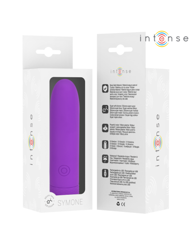 INTENSE - SYMONE BALA VIBRADORA RECARGABLE POR USB 8 VIBRACIONES MORADO 10 X 2.2 CM