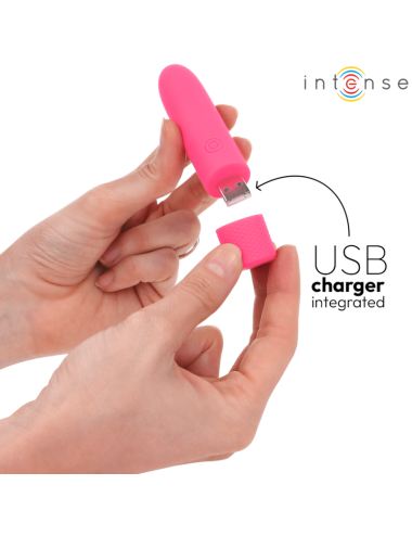 INTENSE - SYMONE BALA VIBRADORA RECARGABLE POR USB 8 VIBRACIONES ROSA 10 X 2.2 CM