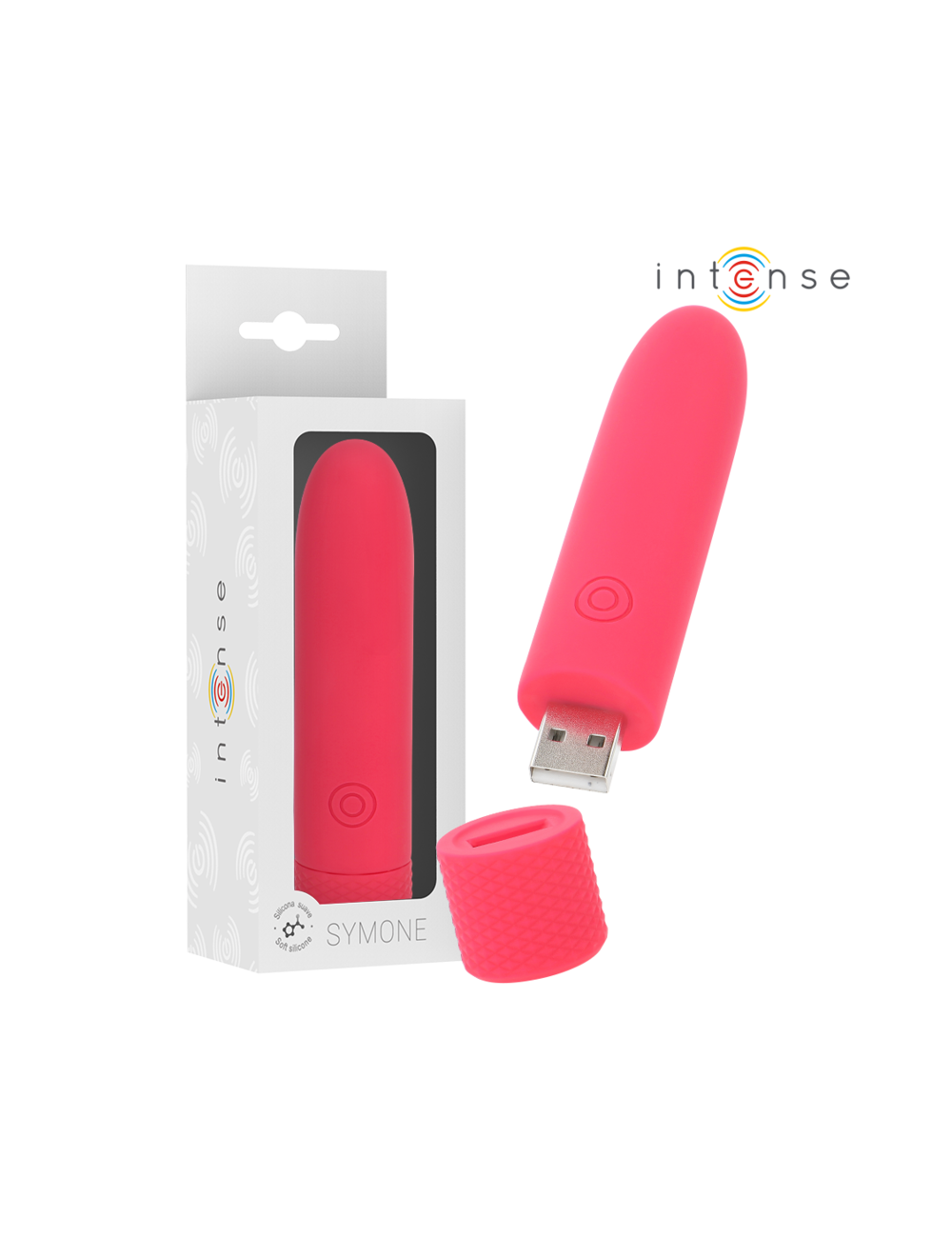 INTENSE - SYMONE BALA VIBRADORA RECARGABLE POR USB 8 VIBRACIONES ROJO 10 X 2.2 CM
