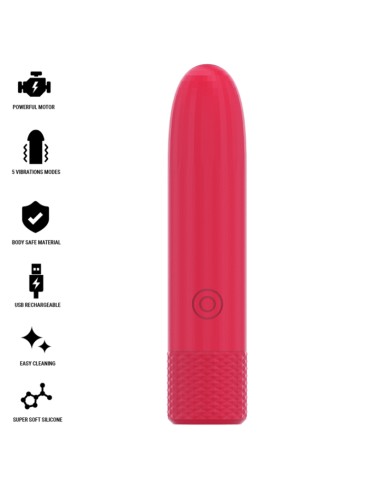 INTENSE - SYMONE BALA VIBRADORA RECARGABLE POR USB 8 VIBRACIONES ROJO 10 X 2.2 CM