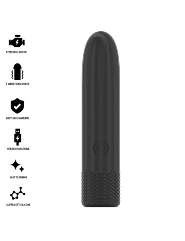 BLACK & SILVER - GERI BALA VIBRADORA RECARGABLE POR USB 8 VIBRACIONES NEGRO 10 X 2.2 CM
