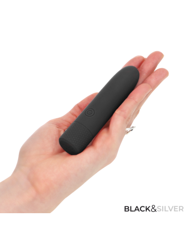 BLACK & SILVER - GERI BALA VIBRADORA RECARGABLE POR USB 8 VIBRACIONES NEGRO 10 X 2.2 CM